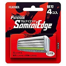 Запасные кассеты с тройным лезвием для станка Feather F-System Samurai Edge, 4 шт